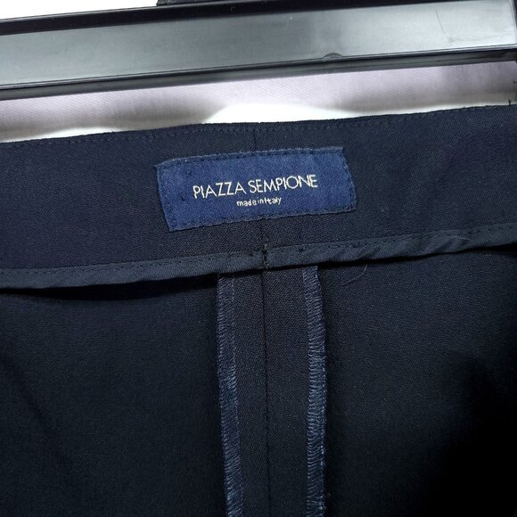 Piazza Sempione Wool Dress Pant Size IT 40 Navy Blue Wide Leg Made in Italy - Picture 7 of 12